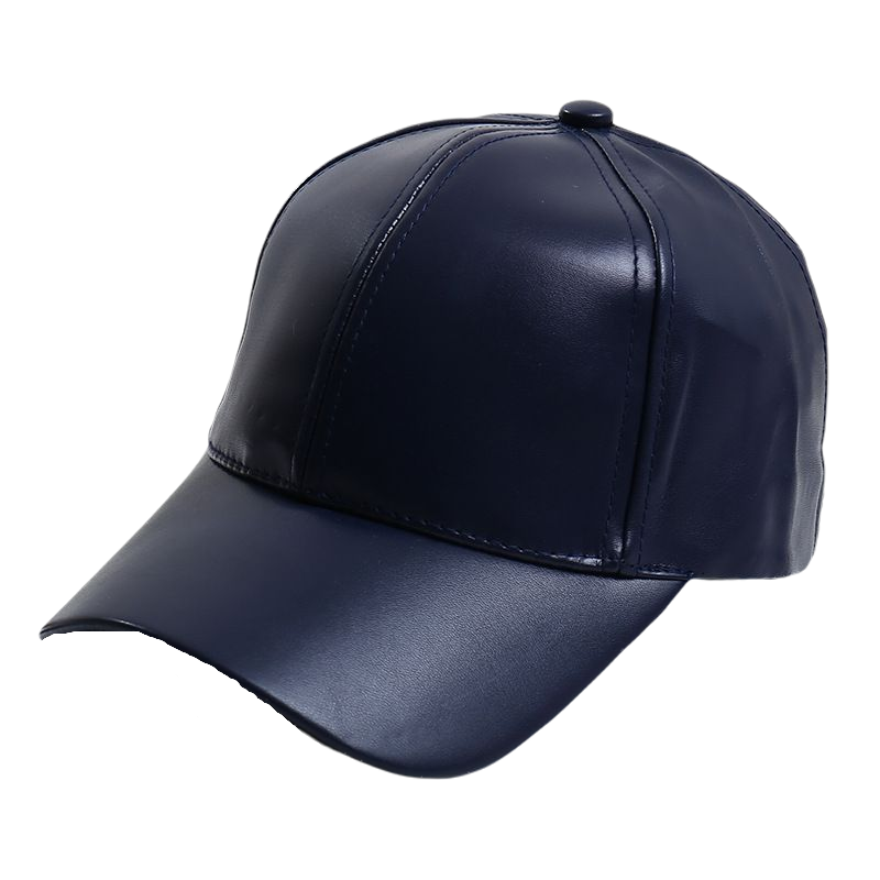 6 Panel PU Faux Leather Curved Baseball Cap Dad Hats for Women Men,Red Pink Black Blue Brown: navy