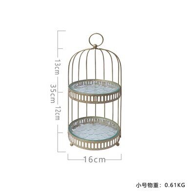 Household champagne gold desserts display shelf geometric shelf tray room type cake shelf: Birdcage Trumpet
