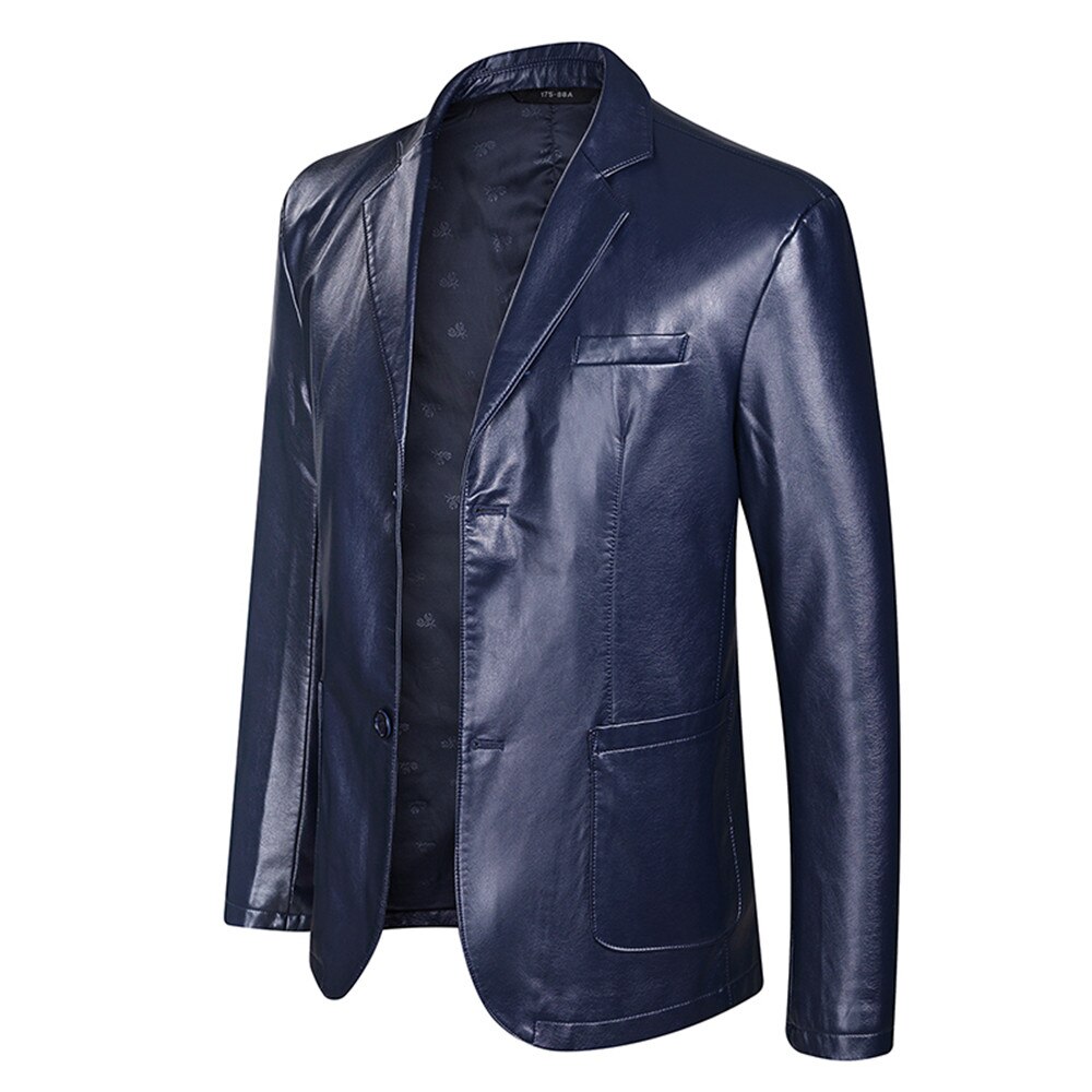 6xl 7xl #39 blazer til menn, motorsykkeljakke i imitert skinn pu-jakke uformelle forretningsklær (overdimensjonert pluss størrelse)