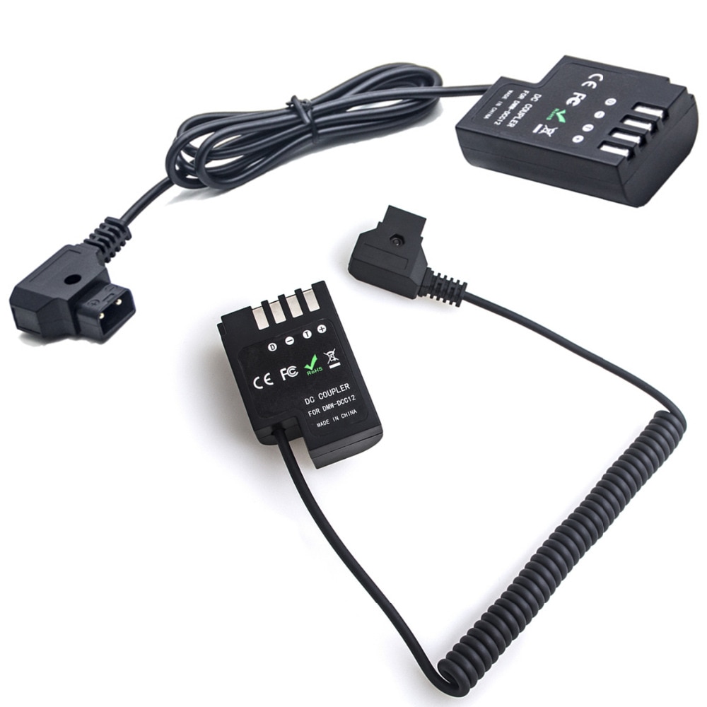 D-Tap to DCC12 Dummy Battery DC Coupler Power Cable Adapter for Panasonic DMC GH3 GH4 GH5 & Anton Bauer V Mount DMW-DCC12