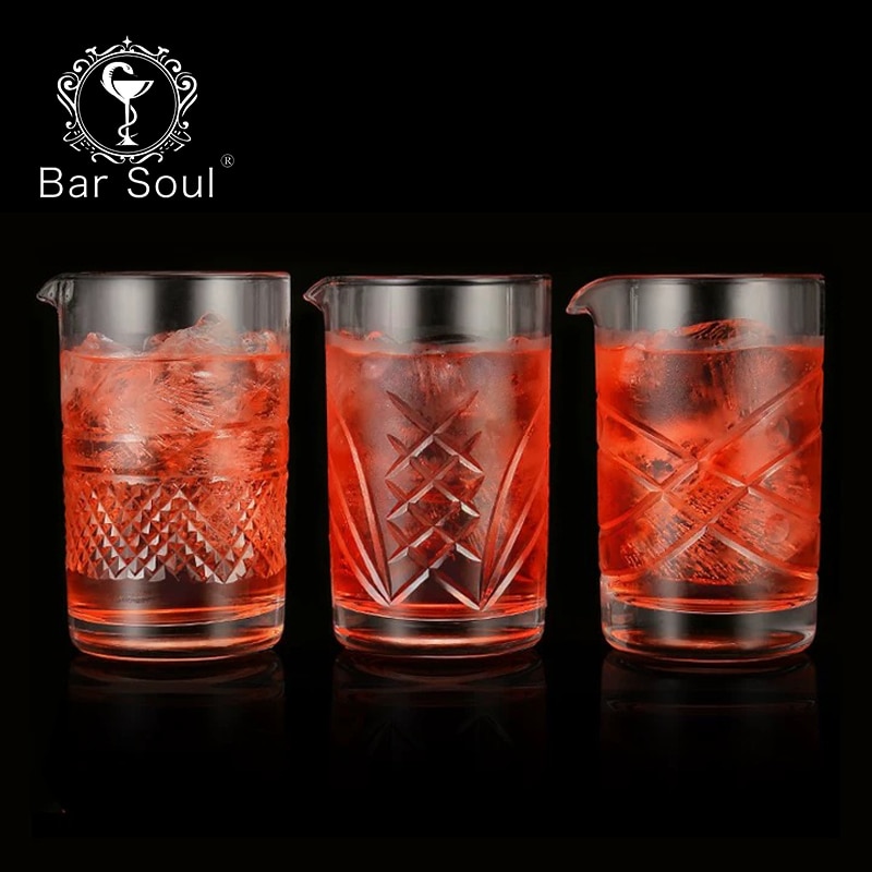 Bar Soul Mixing Cup Lead Free Glass Carving Style Hand Carved Cocktail Glass Bartender Cocktail Cups Barware