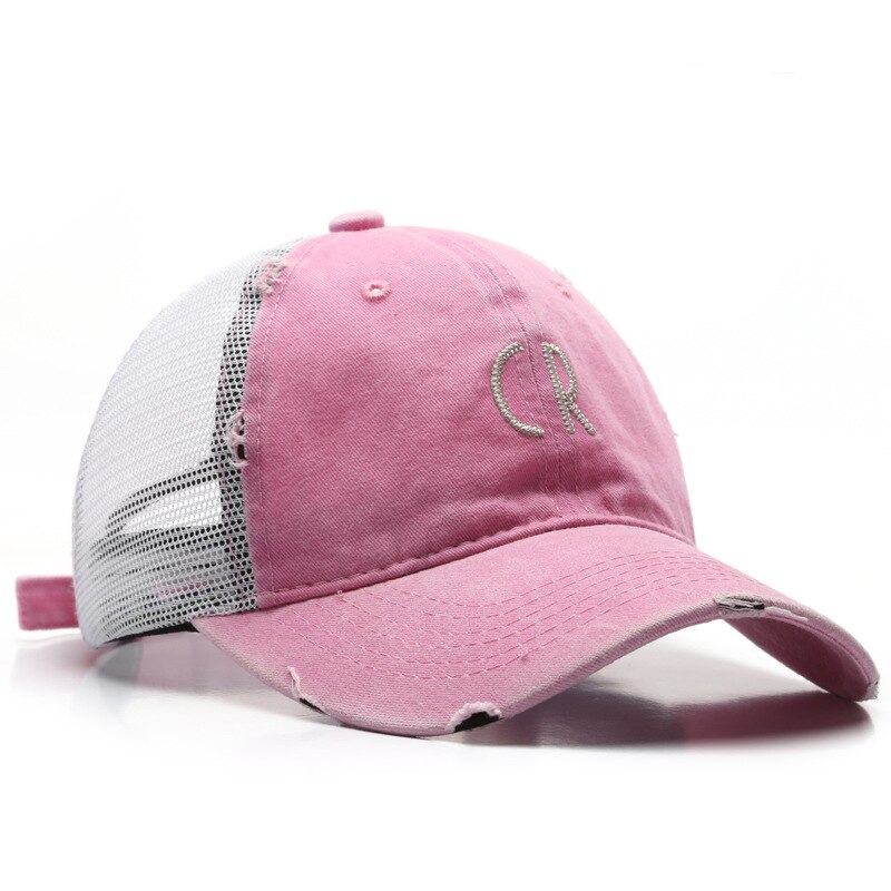 Casquette de Baseball pour hommes et femmes, chapeau d'été unisexe avec lettres, broderie d'ombre, trou rétro, maille respirante, pour l'extérieur, A127: Pink