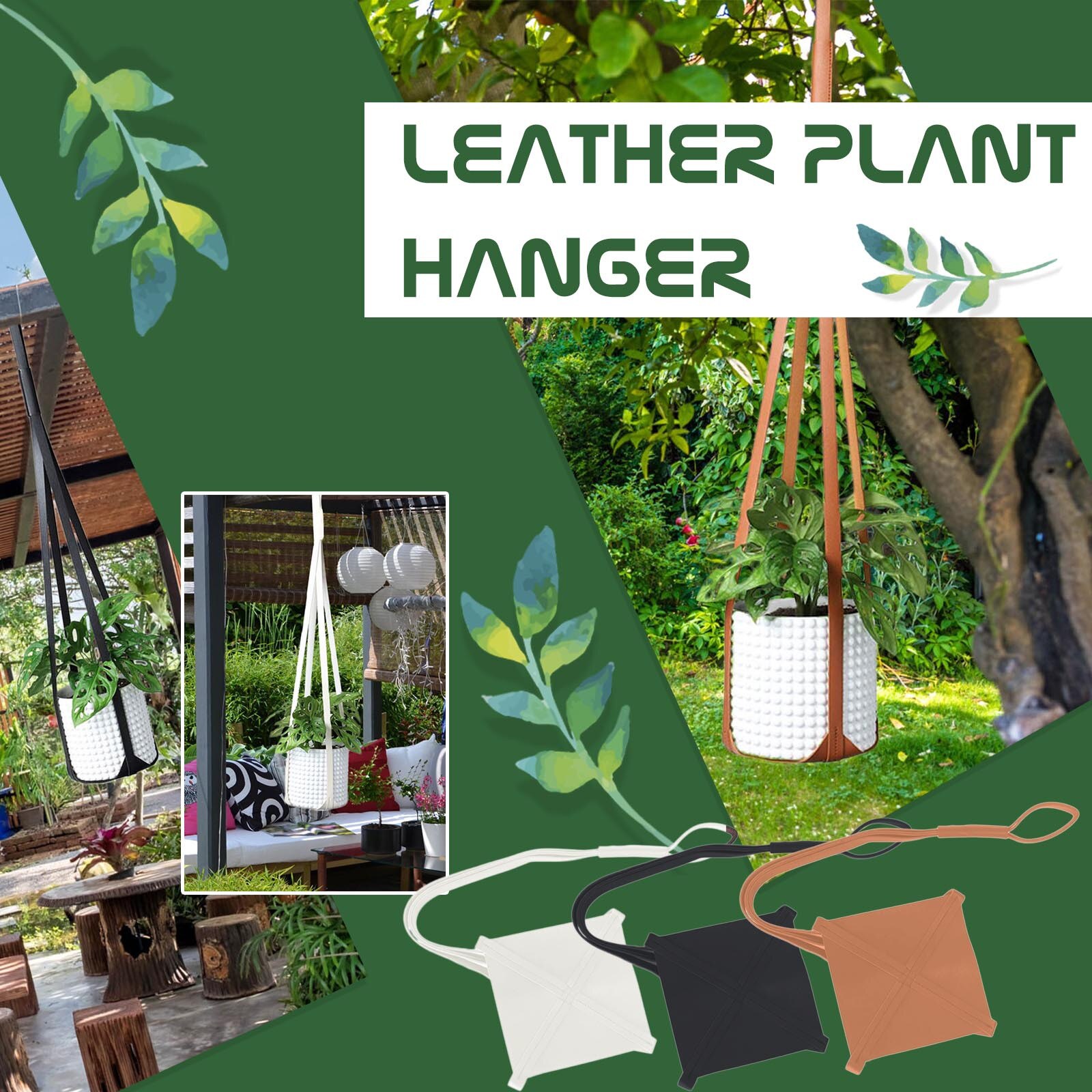 30@ Leather Plant Hanger Baskets Planter Flower Pot Hanging Holder Garden Decoration Outdoor Pots And Planters Pot De Fleur