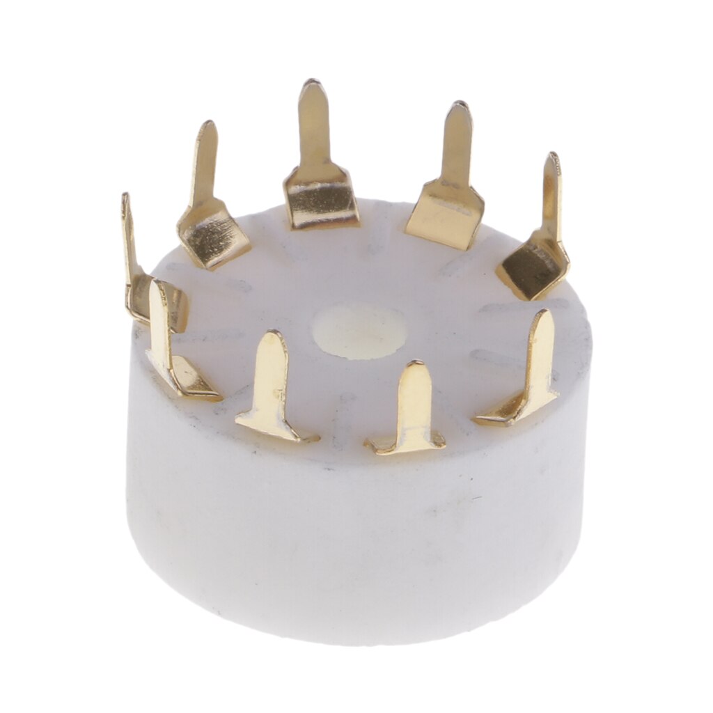 White Ceramics Gold Plated 9-pin Tube Socket GZC9-A-G Vacuum Tube Saver Base