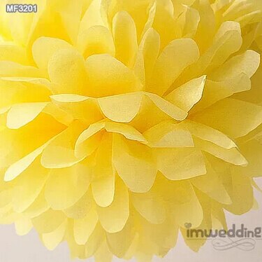 10 stücke handgefertigt 4 &#39;&#39;(10 cm) Gewebe Papier Pom Poms Papier Blume Ball Pompom Für Heimat Garten Hochzeit Geburtstag &Ampere; Hochzeit Auto Dekoration: hell Gelb