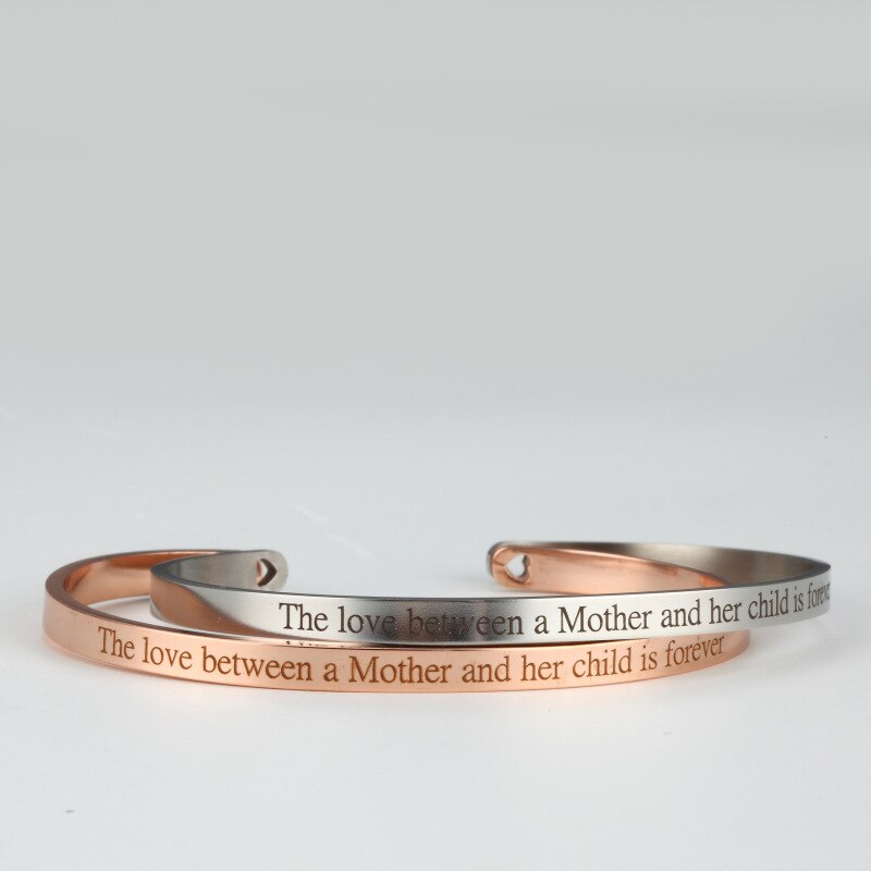 Inspirational Bracelet Classic Jewelry Lettering The love between a Mother and her child is Stainless Steel Bangle&Bracelet