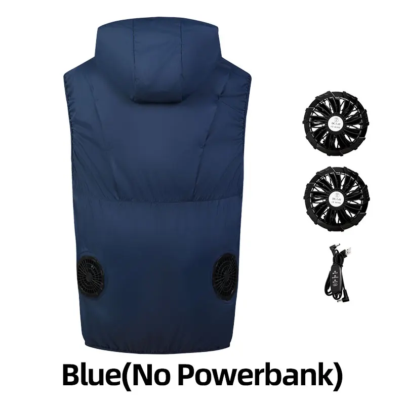 Zomerse visvest, koelvest voor mannen, ventilatorvest, airconditioningkleding voor vrouwen, ventilatorkleding, klimvest, koelvest voor het lichaam.: Xl / Blauw