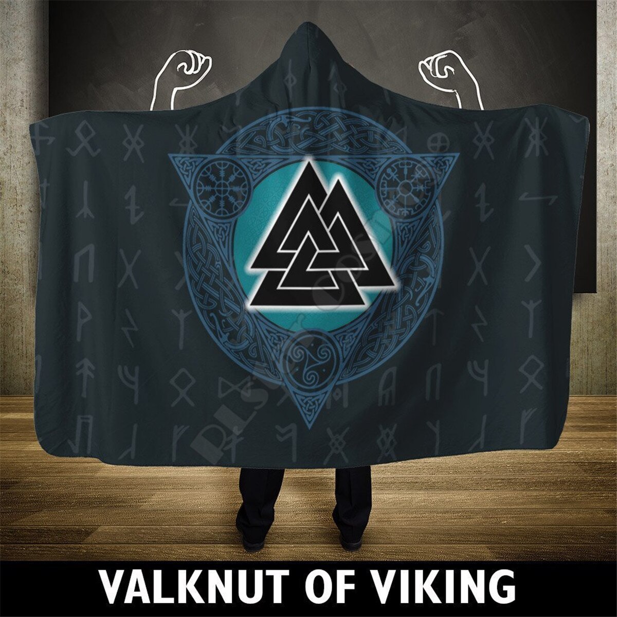 Couverture à capuche Viking, polaire Sherpa colorée pour adulte et enfant, literie en microfibre: 5 / Adult 150(H)200(W)