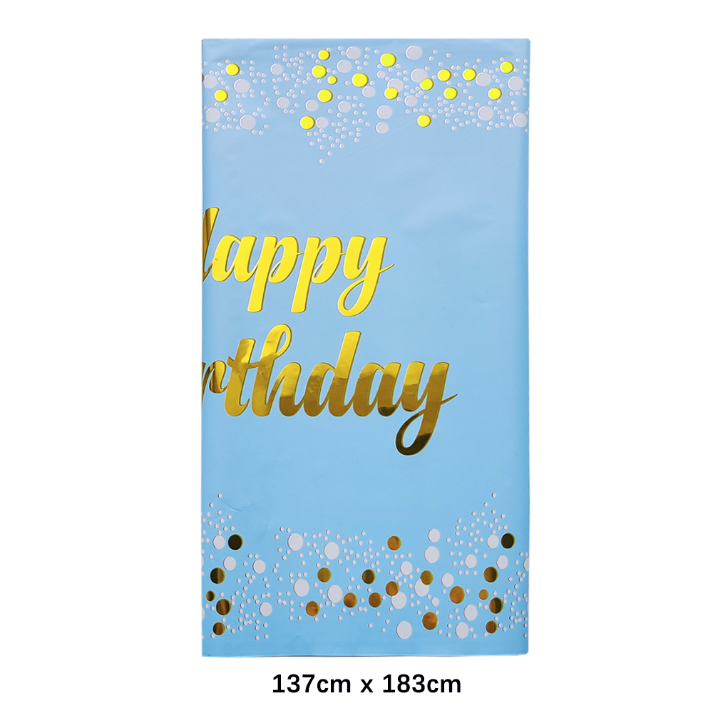Toalha de mesa descartável feliz aniversário, pano de mesa retangular, Wipe Table Cover for Birthday Party, Baby Shower Decor, Dot and Star Impresso