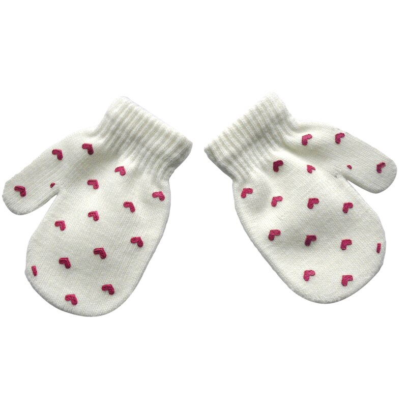 1 Paar Leuke Dot Ster Hart Patroon Wanten Jongens Meisjes Zachte Breien Warme Handschoenen Voor Kinderen Kids: White 2