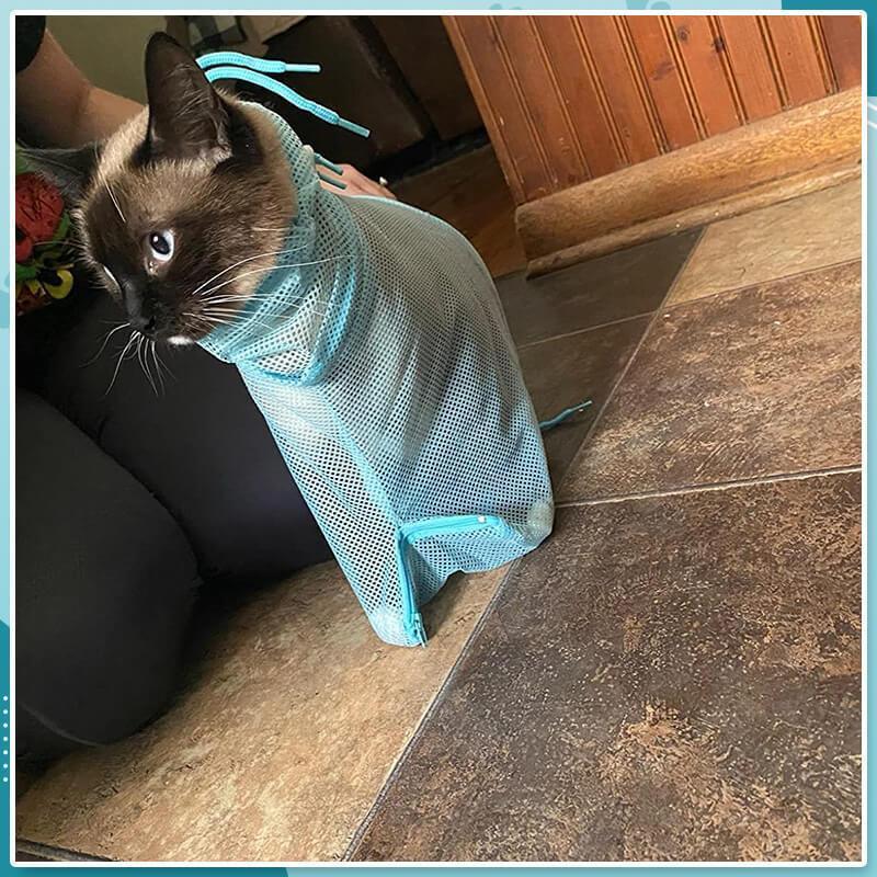 Cat Shower Pouch Mesh Cat Bathing Bag Cats Grooming Washing Bags Cat Bath Clean Bag No Scratching Bite Restraint Cat Supplies Na