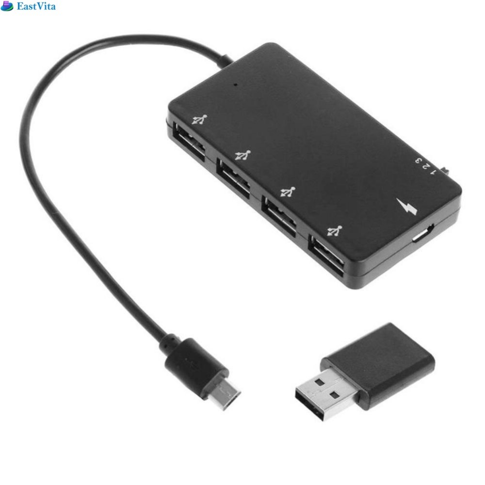 EastVita 4 Port Micro USB OTG Hub Power Charging Adapter Cable for Windows Tablet, Android Smartphone,PC r15