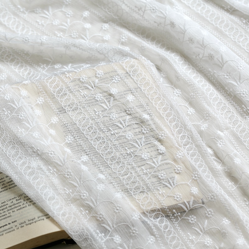130cm brede 1 meter/parti råhvid tynd chiffon blonde stof broderi blonde stof materiale brudekjole materiale tilbehør  x420