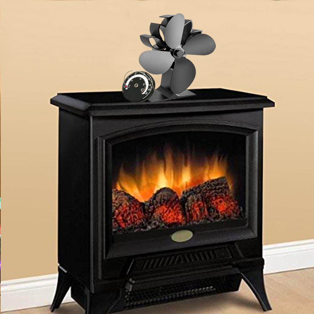 Ventilador de chimenea de energía térmica, ventilador de estufa alimentado por calor con aire para quemador de troncos de madera y chimenea