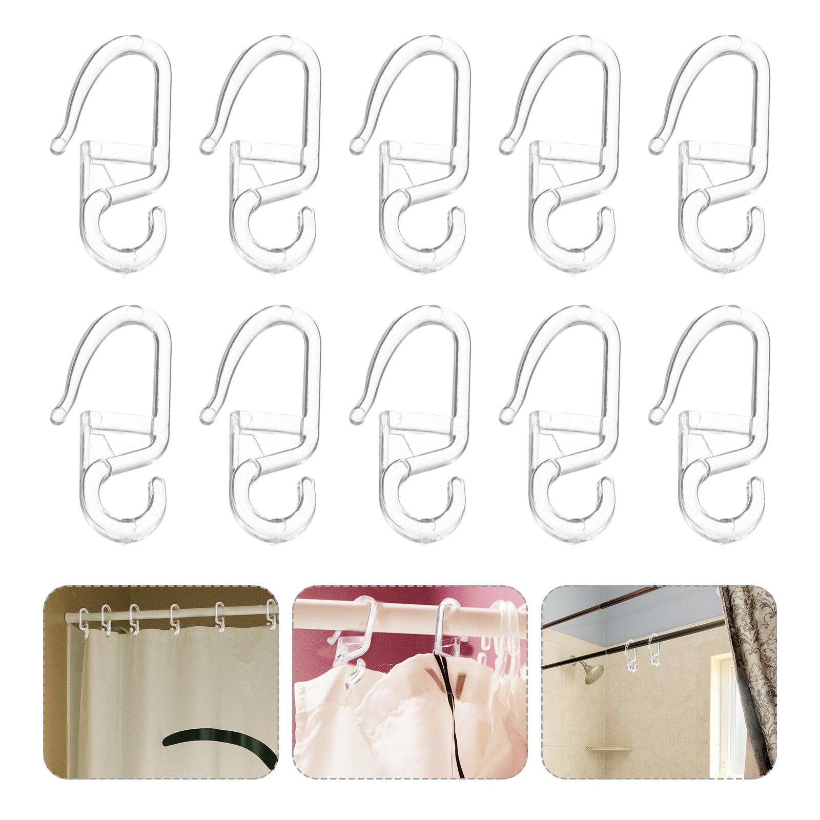 50 stk. gardinkroker for oppheng av gardiner, gardinstenger, høyfaste gardinhengere