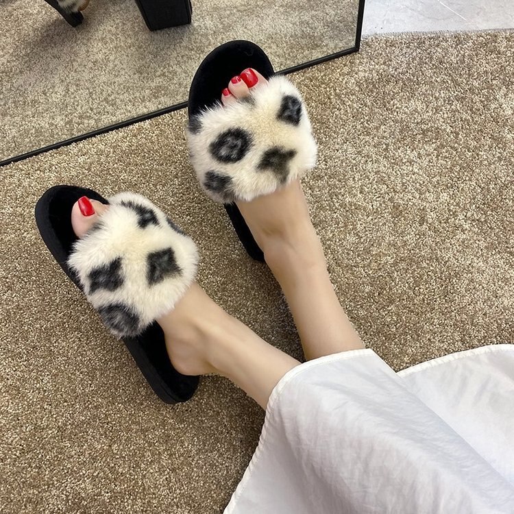 platform slides with fur slippers summer shoe women furry slides sandals women womens shoes woman fluffy sliders schoenen