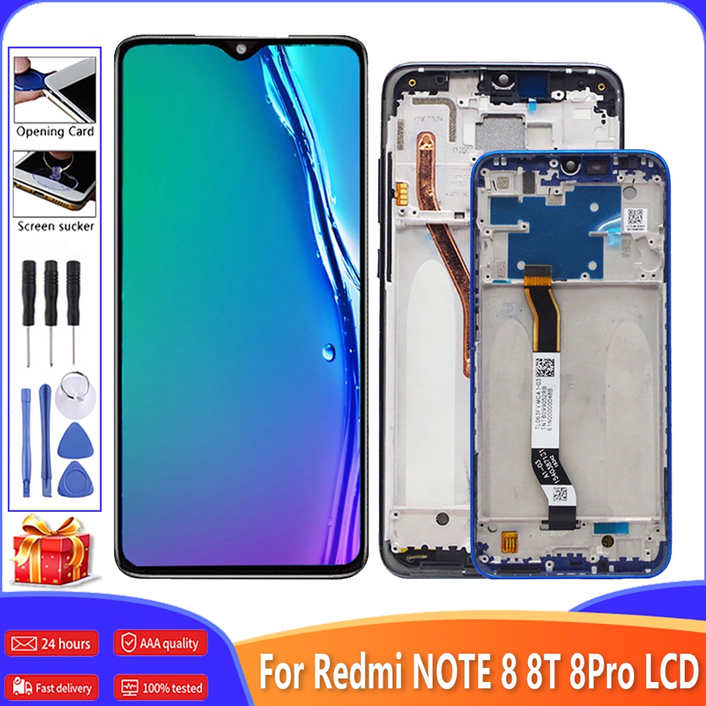 6.3 ''Originele Voor Xiaomi Redmi Note 8 Lcd Touch Screen Digitizer Vergadering Vervanging Voor Redmi Note8 Lcd Met frame