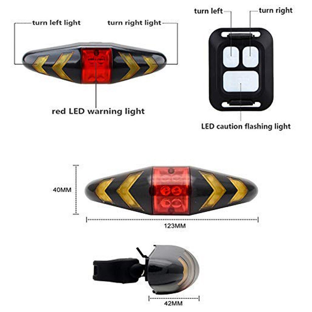 Fiets Achterlicht Richtingaanwijzers Met Draadloze Fiets Achterlicht Licht Waarschuwingslichten Motorfiets Achter Safety Light #30