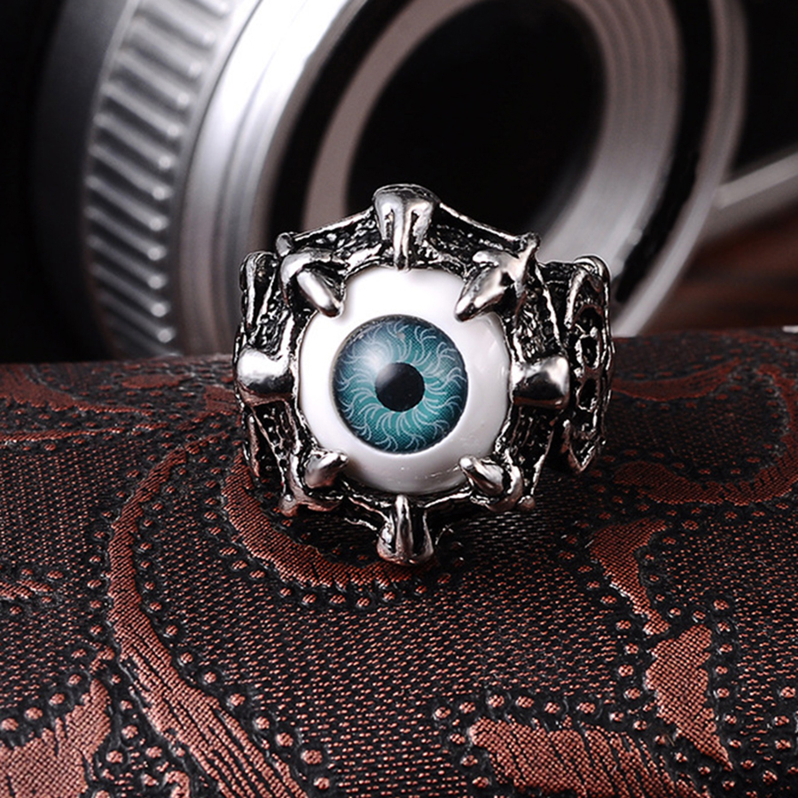 Anillos con forma de ojo de diablo para hombres y mujeres, anillo de ojo de Diablo, Punk, Hip Hop, Rock, Retro: Gris
