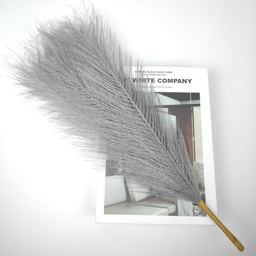 Faux Pampas Grass 17''/44cm Short Pampas Grass for Boho Home Office Decoration Artificial Reed for Floral Arrangement Vase Fills: Light Grey 1pc