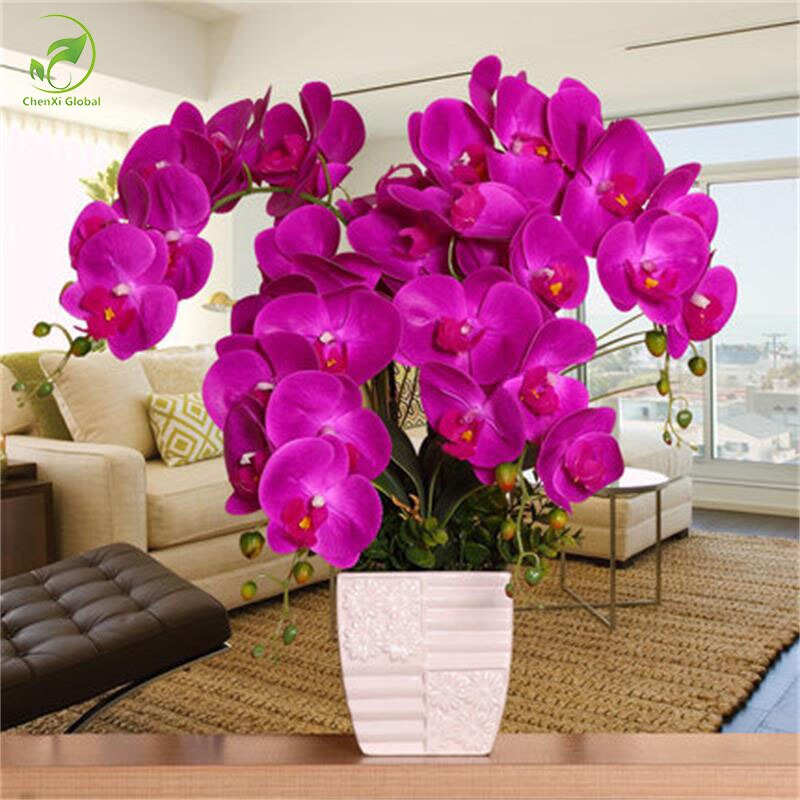 Mode Orchidee Kunstbloemen DIY Kunstmatige Vlinder Orchidee Zijde Bloem Boeket Phalaenopsis Bruiloft Woondecoratie