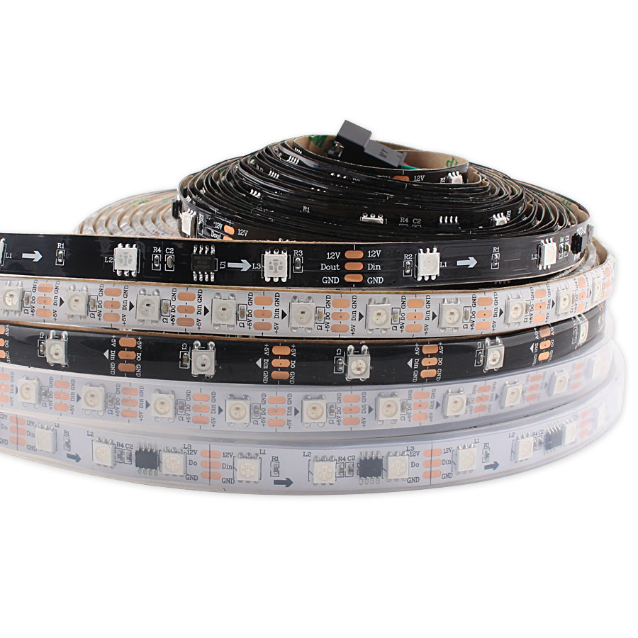 Zuczug WS2811 WS2812B RGB LED Strip Licht 5M 5 12 Volt Waterdichte 5050 30/60/144 led /m WS2812 WS2812B DC 5V 12 V led Streep Tape
