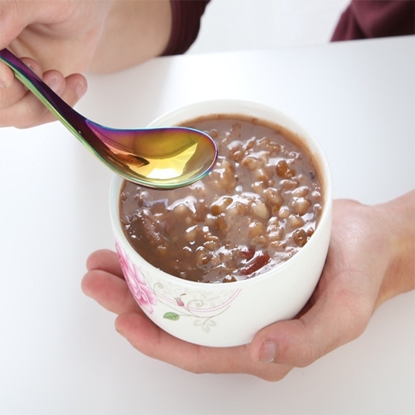Rund hoved ske regnbue rustfrit stål ske kinesisk suppe ske madlavning måltid mad ske servise  (3 størrelse)