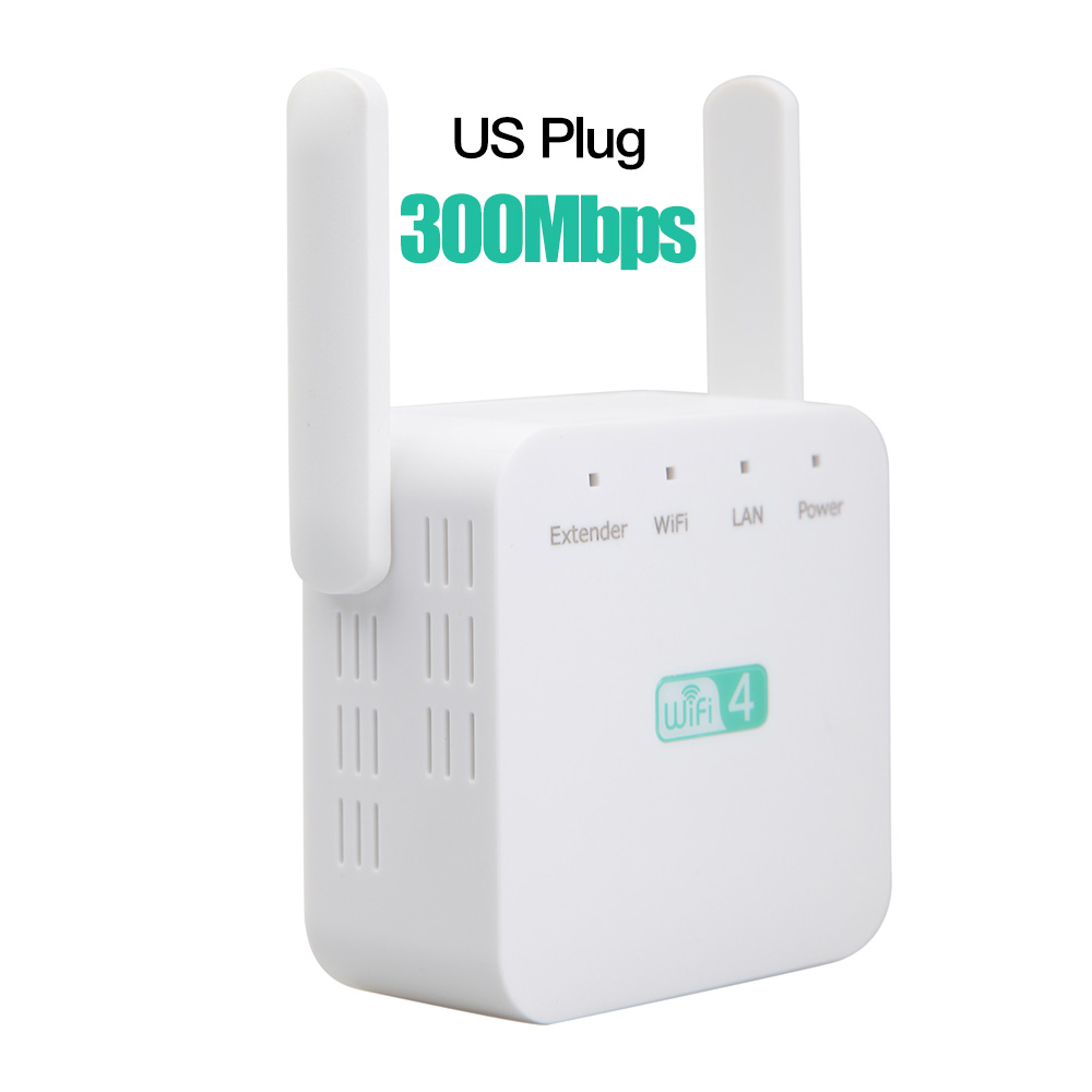 Wireless WiFi Repetidor Amplificador de Rede, Roteador, Expansor de Longo Alcance, Wi-Fi Booster, Duas Antenas, Casa e Escritório, 300Mbps, 2.4Ghz: PLUGUE US