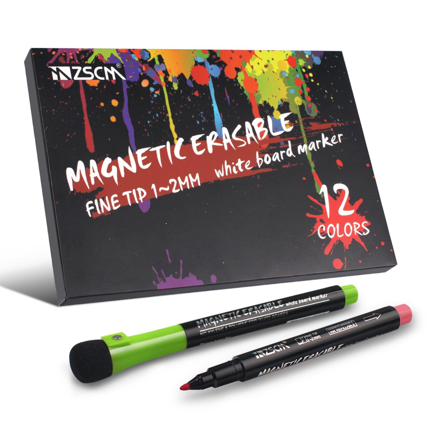Stylo magnétique effaçable pour tableau blanc, 12 couleurs, marqueur de dessin pour enfants étudiants