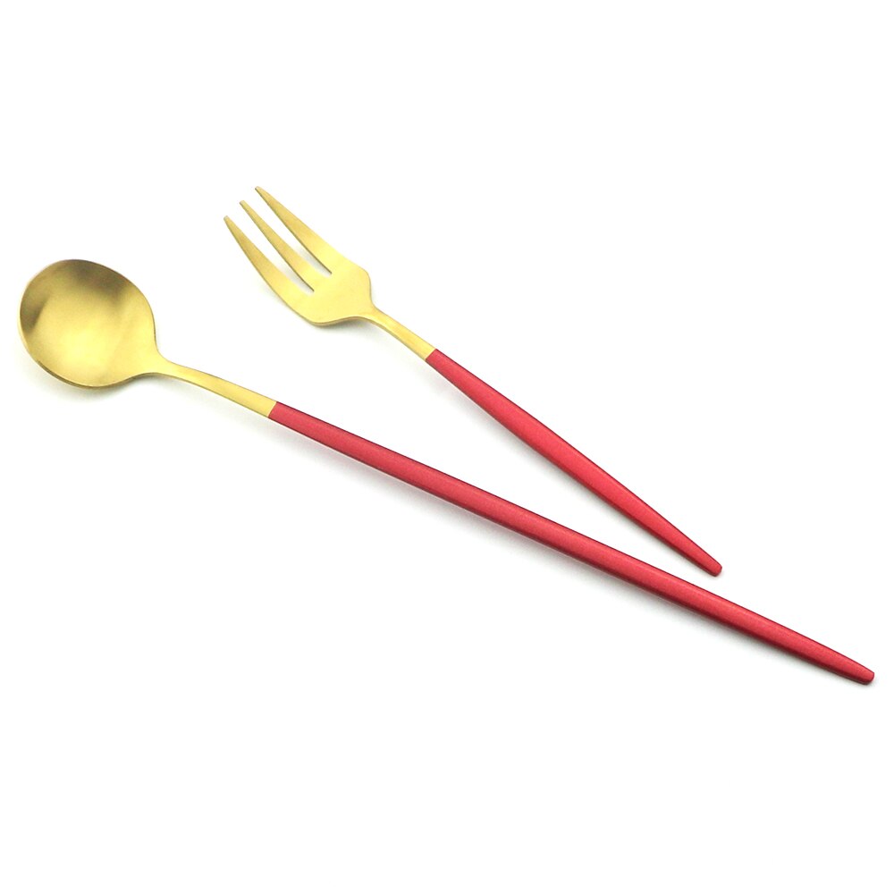 Ensemble de fourchettes à fruits en acier inoxydable, petite fourchette à Dessert en or blanc, ensemble de fourchettes à thé pour gâteau, fourchette à salade, service de couverts 6 pièces