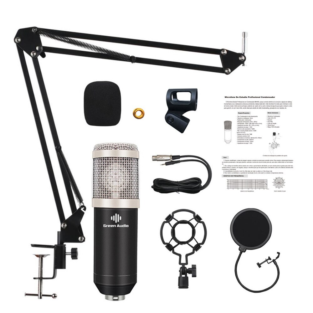 Studio Recording Condenser Microphone Kit with Shock Mount Flexible Scissor Arm for Network Broadcasting Online Singing: D