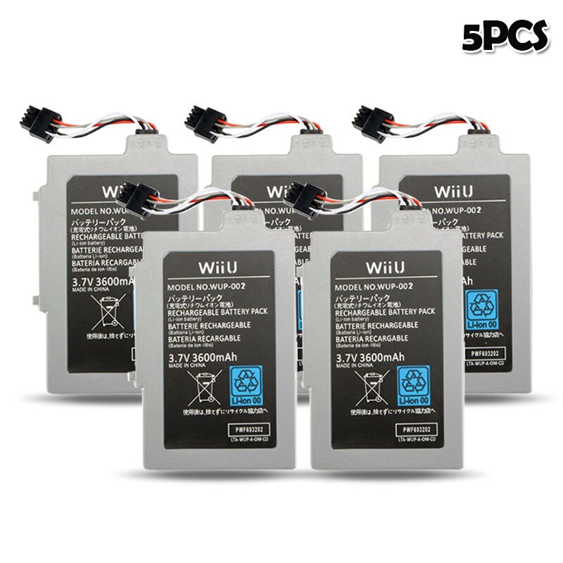 3,7 V 3600mAh Lithium Li-Ion Akku für Nintendo Wii U Wii-U Wiiu Controller Joystick Gamepad batterie: 5PCS