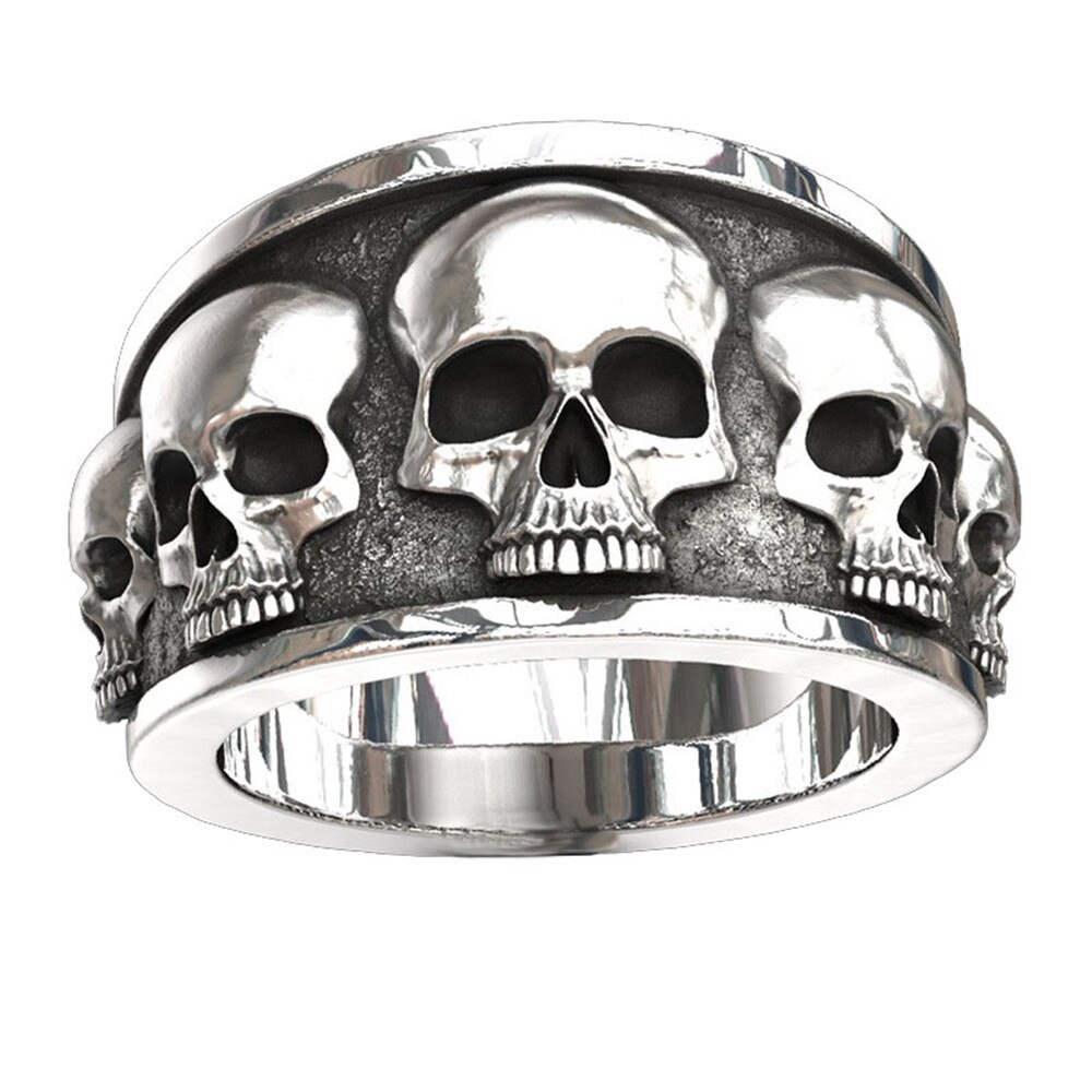 Anillo motero Punk de , lote de anillos de calavera para hombre, Calavera dominante, diablo, Punk, Rock, joyería de Hip Hop: 6