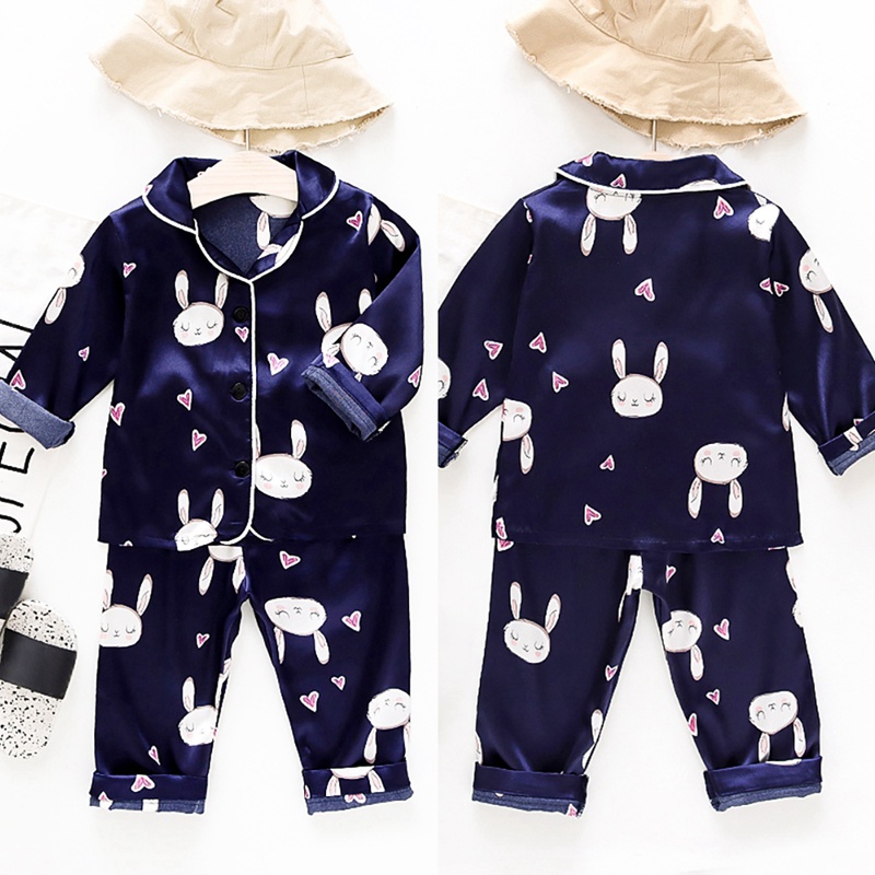 Conjunto de ropa con estampado de conejito para bebés, niños y niñas, blusa de manga larga y pijamas largos