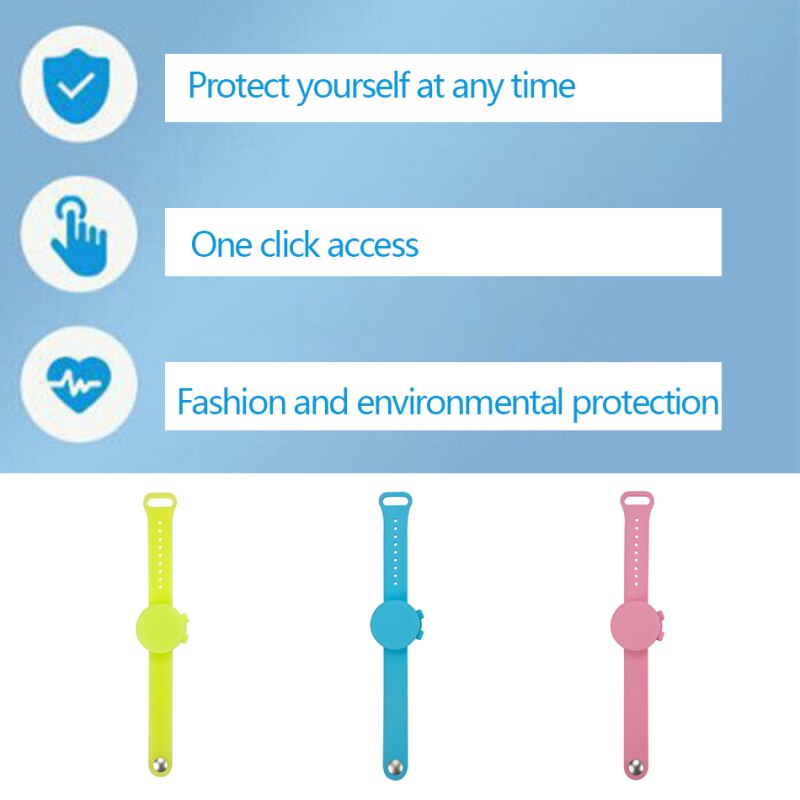 1Pcs= 10mL Liquid Portable 24cm Silicone Hand Sanitizer Soap Bracelet Wristband Hand Dispenser Band Disinfectant Sport Wristband