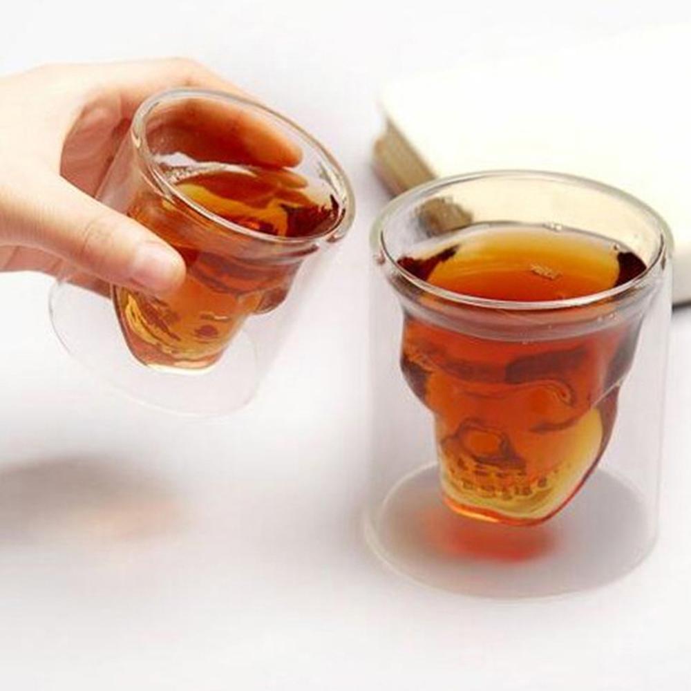 Nyhed nyeste dobbelt glas kopper væg kranium skelet whisky bar vinglas glas kop krystal kranium hoved vodka shot vinglas