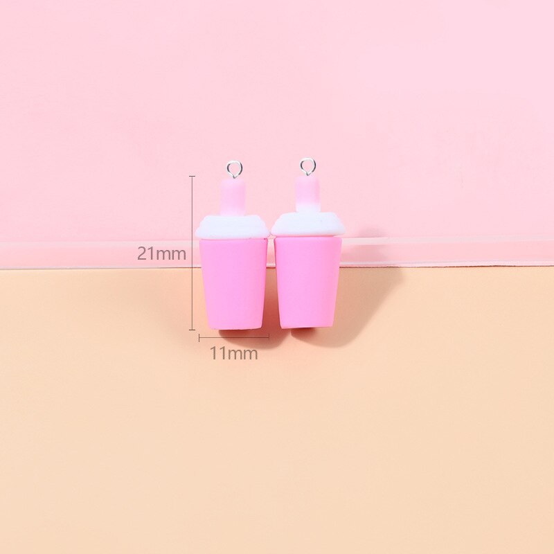 10 stück 3d -tassen-anhänger für schmuckherstellung, niedliche flaschenanhänger, aufnäihr, diy-ohrringe  c875 halsketten-accessoires, puppenhaus #39: Mit haken rosa