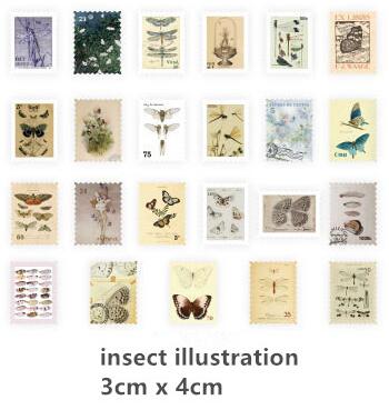 46pcs/pack Museum Series Journal Decorative Stickers Scrapbooking Stick Label Diary Album Stationery Retro Stamp Plant Sticker