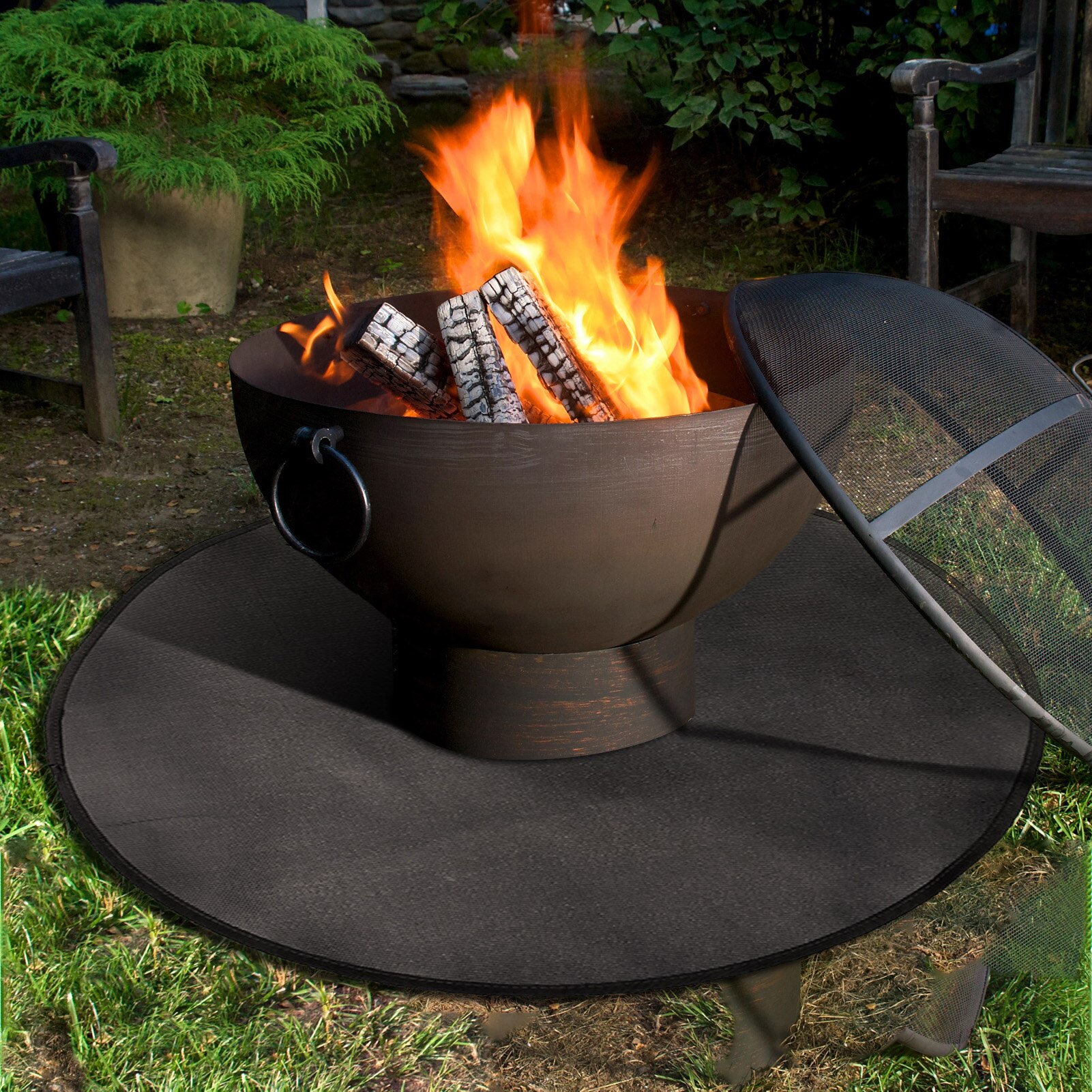 Tapis de Protection pour foyer et Barbecue, rond, résistant au feu, pour cheminée
