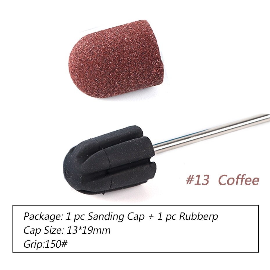 1pc taille mixte clou foret ensemble UV vernis nettoyage ongles limes 150 bandes de ponçage bloc casquettes électrique manucure Art outils BE725: No.13 Coffee