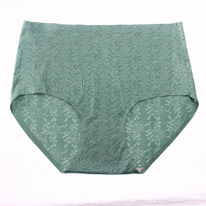 Large Size Panties For Women with High Waist Underwear Ladies Ice Silk Big Size Briefs Plus Size Seamless Panties Female: Green