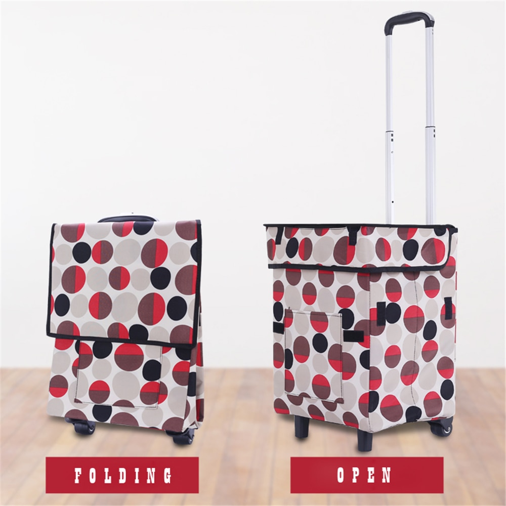 B-LIFE Shopping Cart Super Loading Grocery Foldable Cart with Extra Large Shopping Bag Laundry Utility Cart Bonus Adjustable