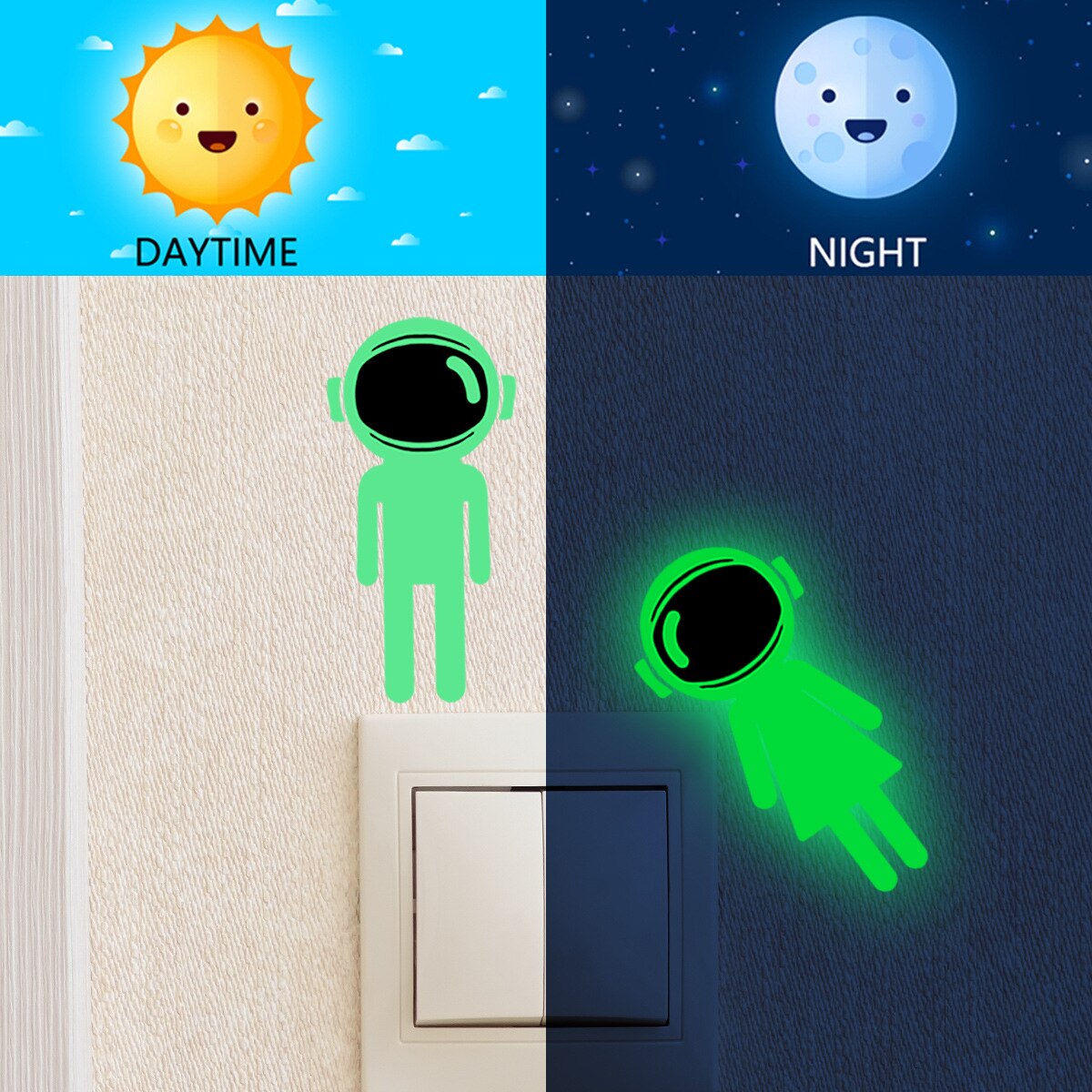 Luminous Superman Wall Stickers Switch Stickers Wall Stickers Luminous Stickers Bedroom Self-Adhesive Decorative Wall Stickers