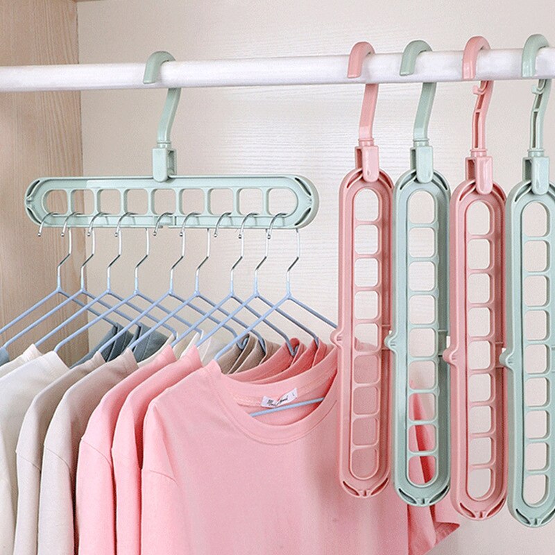 9-hole Clothes hanger organizer Space Saving Hanger multi-function folding magic hangers drying Racks Scarf clothes Storage