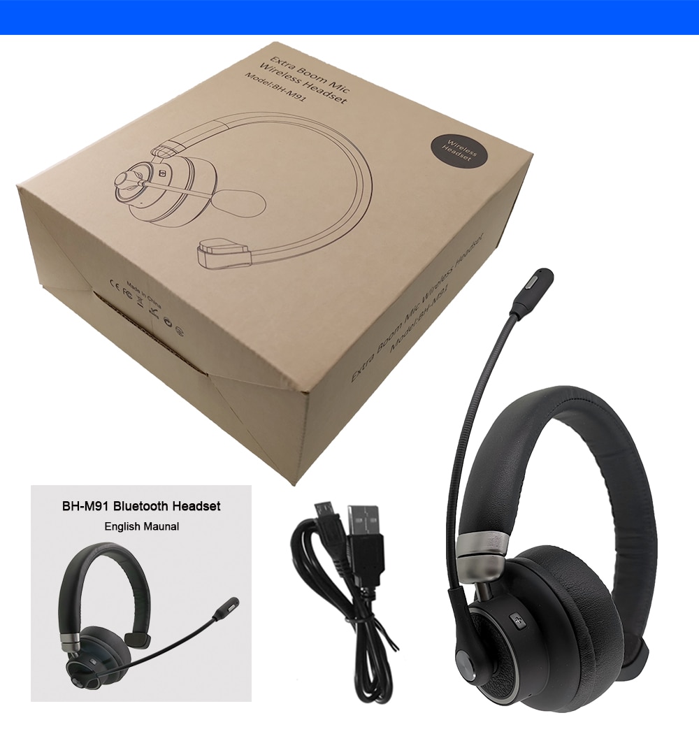 BH-M91-auriculares inalámbricos con Bluetooth 5,0, dispositivo de audio con cancelación de ruido para conductores, centro de llamadas y teléfono de oficina