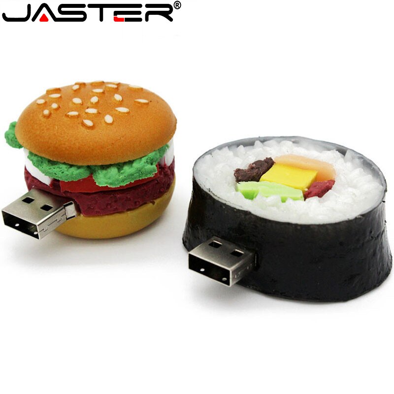 JASTER Cartoon Hamburger Sushi Watermelon USB Flash Disk Mini Pen Drive 4GB 16GB 32GB 64GB U Disk