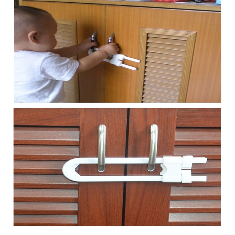 Baby Veiligheid Sloten Kast Trekken Kinderen Beveiliging Closet Garderobe U-vorm Lock