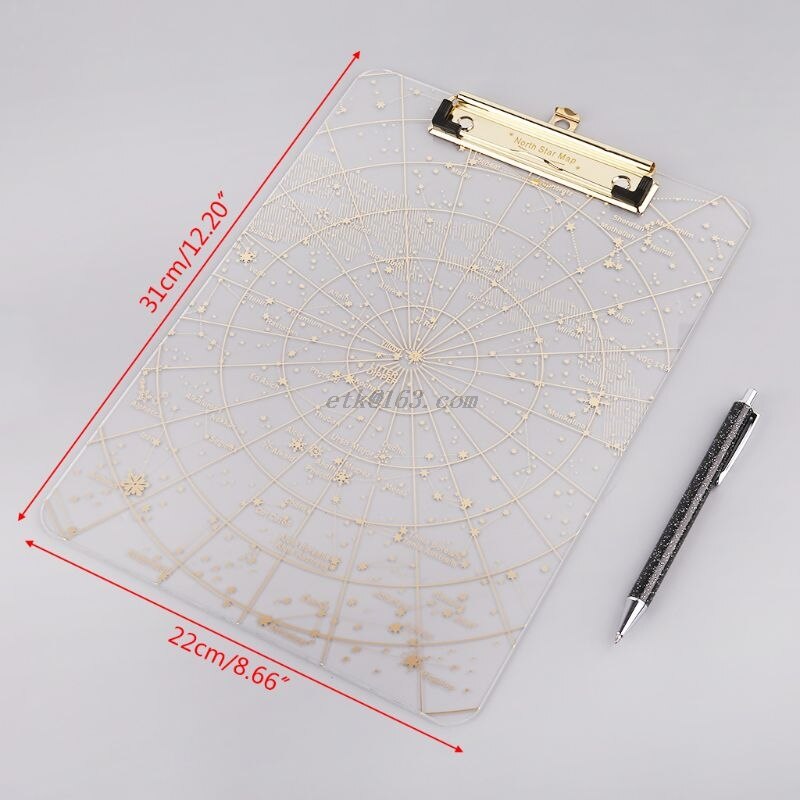 Portapapeles transparente A4 Starry Sky para Escritura, carpetas de archivos, portadocumentos, papelería escolar y de oficina