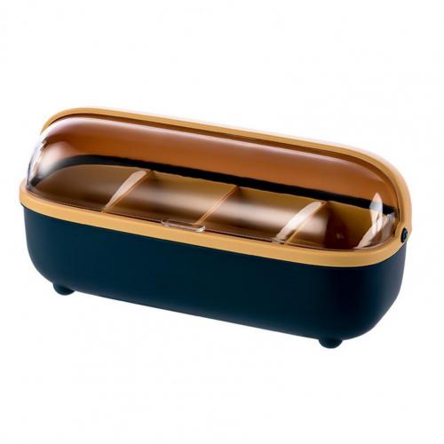 Caja de vinagrera a prueba de humedad, 4 rejillas para condimentos para cocina, 1 Juego: Blue Yellow