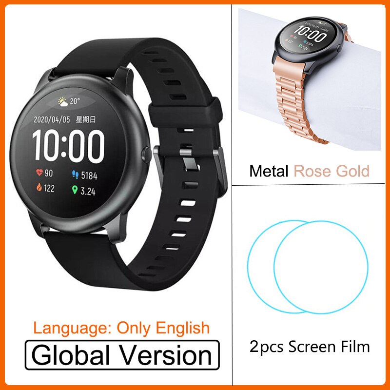 Xiaomi Haylou Solar LS05 Smart Watch Sport Metal Heart Rate Sleep Monitor IP68 Waterproof iOS Android Global Version for Youpin: Add Metal Rose Gold